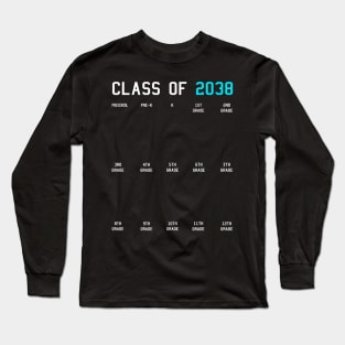 Class of 2038 Grow with Me Graduation First Day Handprints Long Sleeve T-Shirt